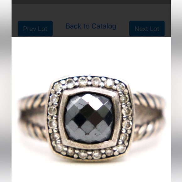 David Yurman Petite Albion Black 7mm Hematite Diamond Sterling Silver - Picture 1 of 9